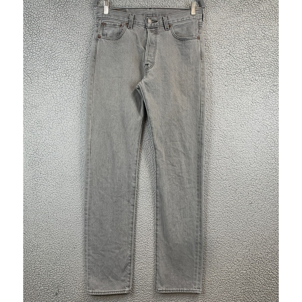 Levis Jeans Mens 30x34 Gray Denim Pants 501 Original Straight Premium